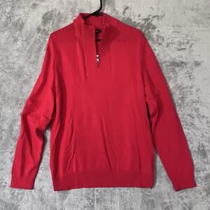 Alfani 1/4 Zip Pullover Sweater Merlot Red Mens Sz M Mock Neck